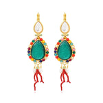 Boucles d'oreilles dormeuses Océane nacre, goutte turquoise et perles - multi Multi