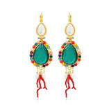 Boucles d'oreilles dormeuses Océane nacre, goutte turquoise et perles - multi Multi