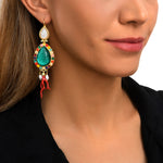 Boucles d'oreilles dormeuses Océane nacre, goutte turquoise et perles - multi Multi