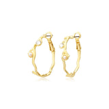 Petites boucles d'oreilles créoles Océane en métal doré avec strass et cabochon - blanc Blanc