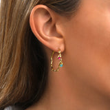 Petites boucles d'oreilles créoles Océane en métal doré et cabochons colorés - multicolore Multi