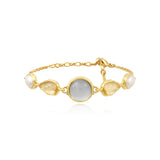 Bracelet Océane en métal doré, cabochons blancs et transparents - blanc Blanc
