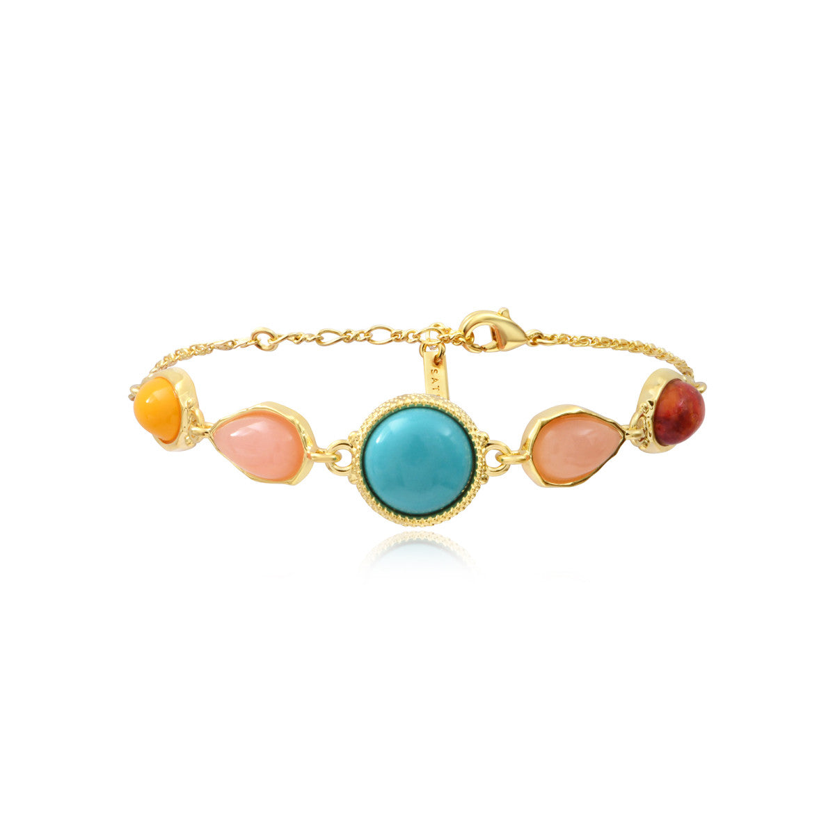 Bracelet Océane en métal doré, cabochons colorés - multi Multi