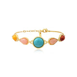 Bracelet Océane en métal doré, cabochons colorés - multi Multi