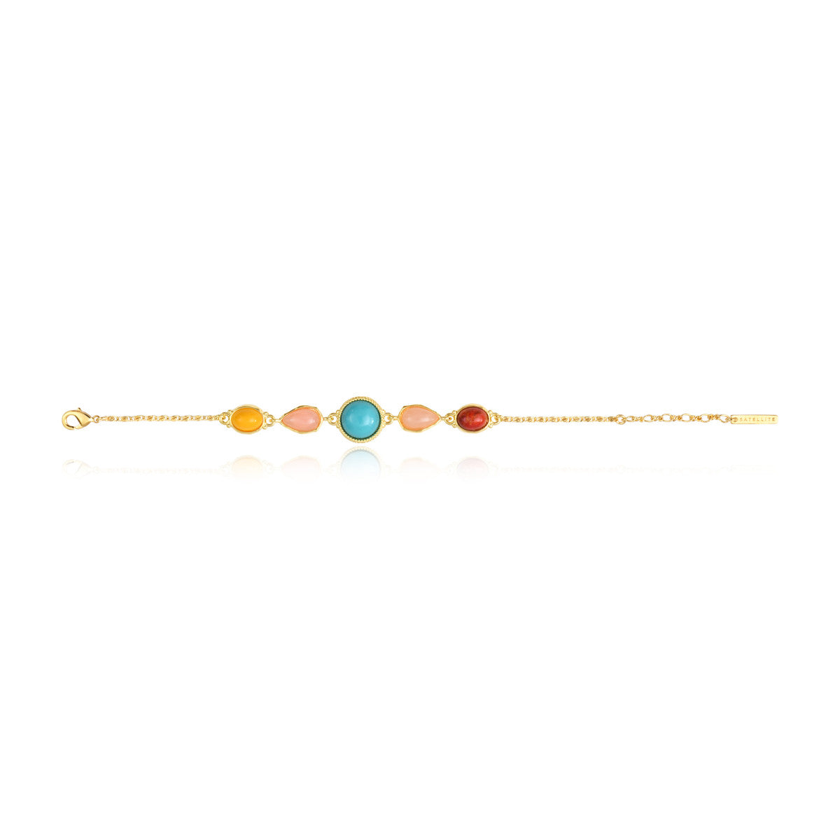 Bracelet Océane en métal doré, cabochons colorés - multi Multi