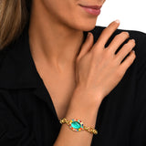 Bracelet Océane à grosses mailles et cabochon ovale serti de strass - multi Multi
