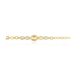 Bracelet Océane à grosses mailles dorées, cabochon ovale transparent et dégradé de cabochons blancs - blanc Blanc