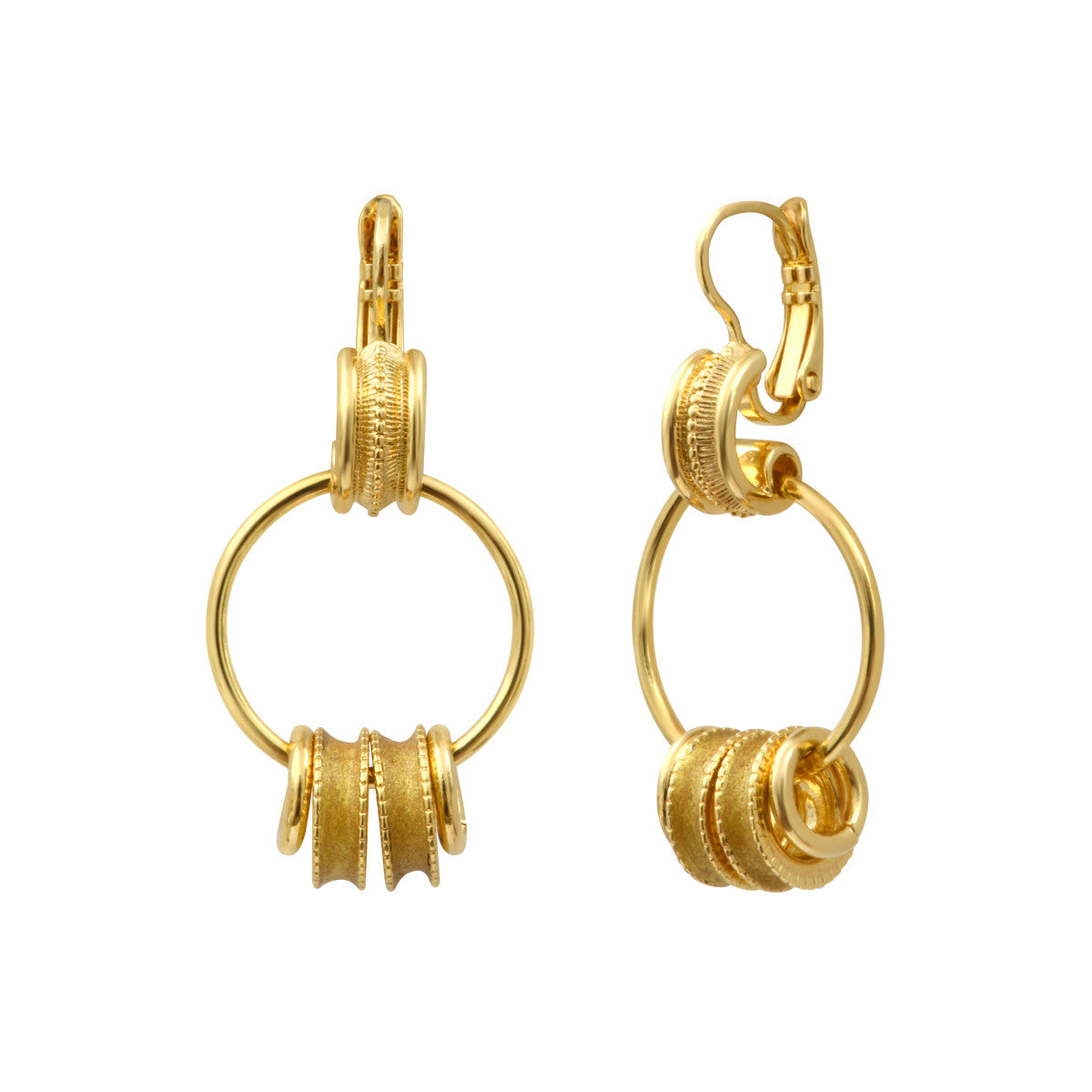 Boucles d'oreilles dormeuses Alicudi anneaux en métal doré et émail - doré Dore
