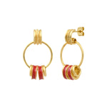 Boucles d'oreilles à tiges percées Alicudi anneaux en métal doré et émail - rouge Rouge