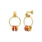 Boucles d'oreilles à tiges percées Alicudi anneaux en métal doré et émail - rouge Rouge