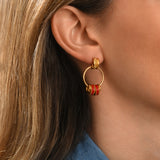 Boucles d'oreilles à tiges percées Alicudi anneaux en métal doré et émail - rouge Rouge