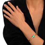 Bracelet jonc Océane doré, cabochon rond turquoise et cabochons multicolores - multi Multi