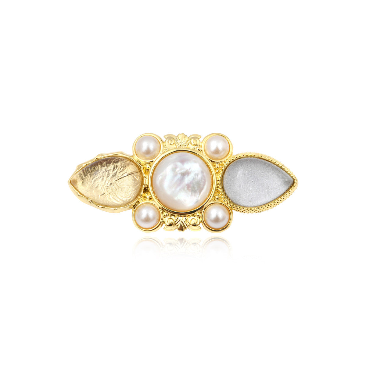 Broche Océane dorée - blanc Blanc