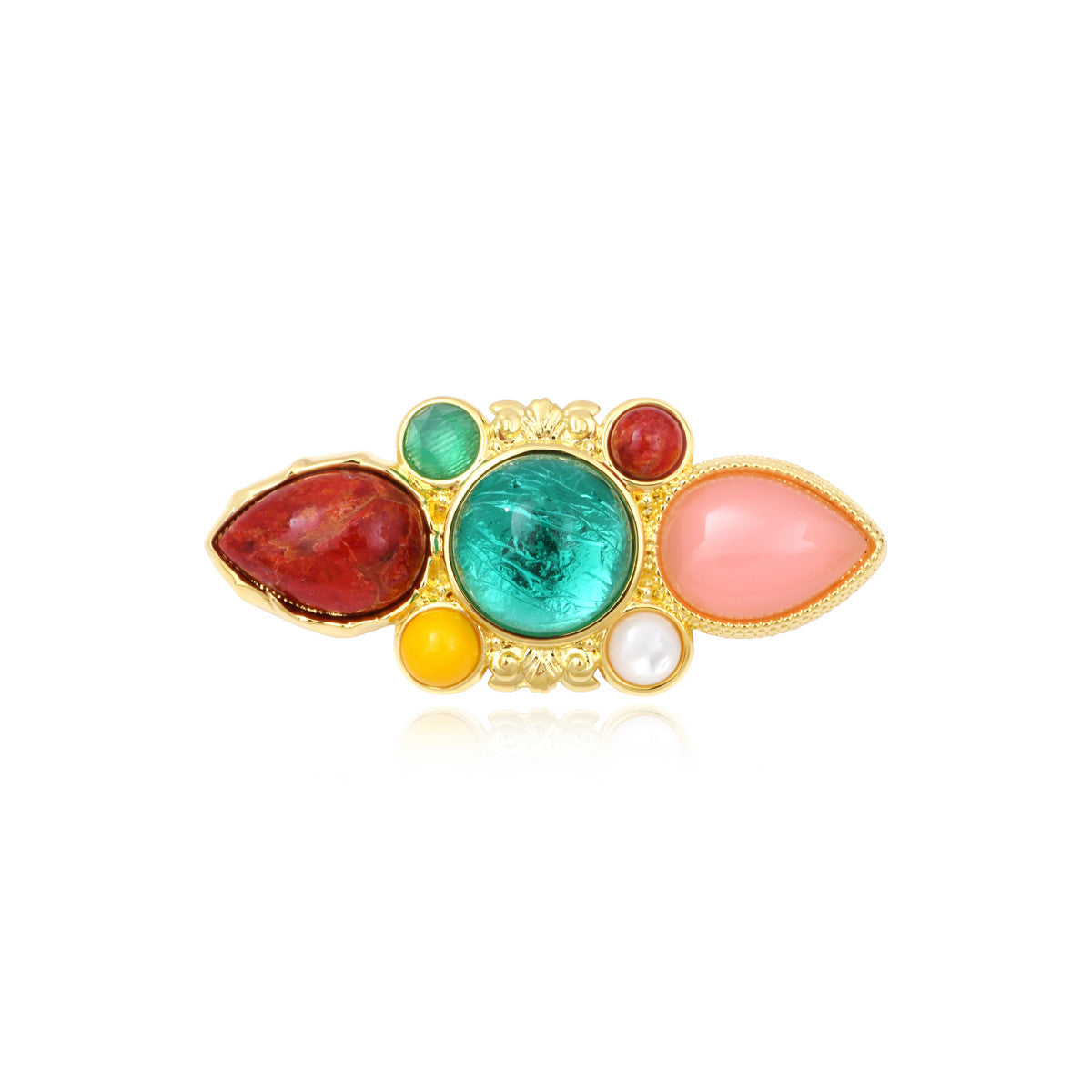 Broche Océane dorée - multi Multi
