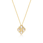 Collier Océane doré à chaîne fine, nacre et strass - blanc Blanc