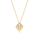 Collier Océane doré à chaîne fine, nacre et strass - blanc Blanc