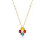 Collier Océane doré à chaîne fine, cabochons et strass colorés - multi Multi