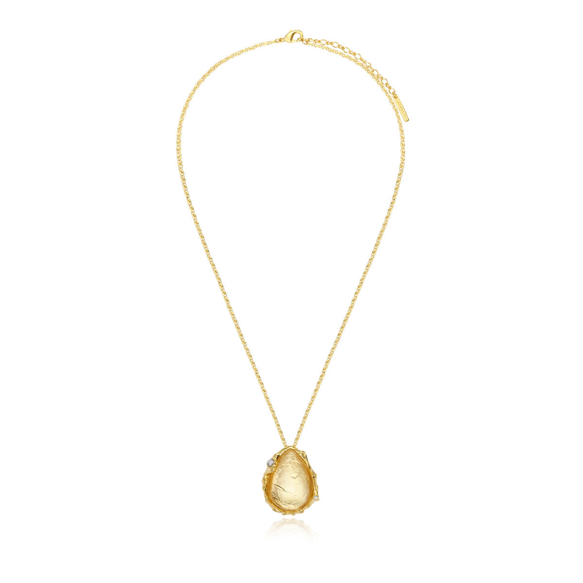 Collier Océane à chaîne fine, pendentif serti de métal doré - blanc Blanc