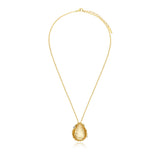 Collier Océane à chaîne fine, pendentif serti de métal doré - blanc Blanc