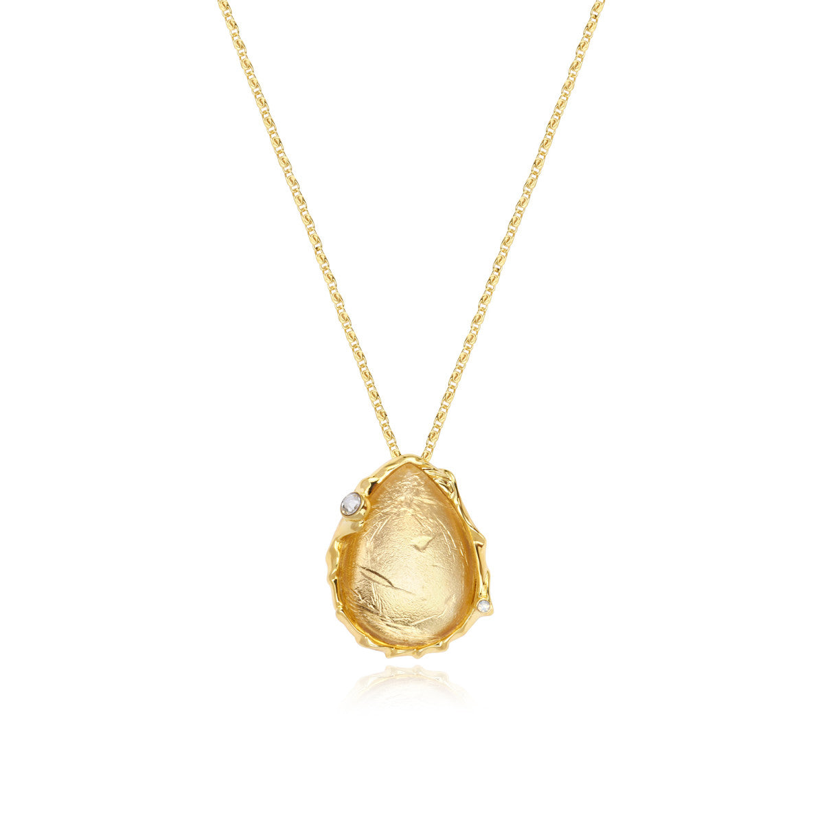 Collier Océane à chaîne fine, pendentif serti de métal doré - blanc Blanc