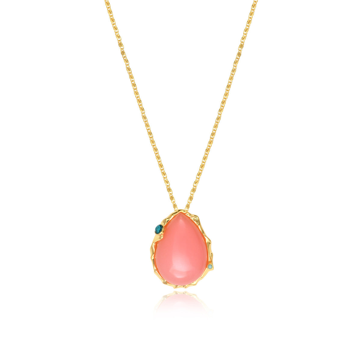 Collier Océane à chaîne fine, pendentif rose pâle serti de métal doré - multi Multi