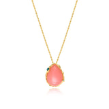 Collier Océane à chaîne fine, pendentif rose pâle serti de métal doré - multi Multi