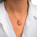 Collier Océane à chaîne fine, pendentif rose pâle serti de métal doré - multi Multi