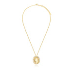 Collier Océane chaine dorée, pendentif ovale et strass blancs - blanc Blanc