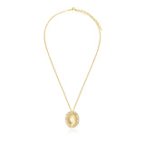 Collier Océane chaine dorée, pendentif ovale et strass blancs - blanc Blanc