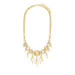 Collier Océane à maillons ronds dorés, cabochons dégradés et pendentifs corail dorés - blanc Blanc