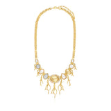 Collier Océane à maillons ronds dorés, cabochons dégradés et pendentifs corail dorés - blanc Blanc