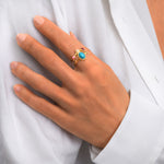 Bague Océane dorée ajustable taille M, cabochon et strass colorés - multi Multi