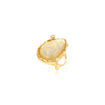 Bague Océane dorée ajustable taille M, motif central transparent à reflets dorés - blanc Blanc