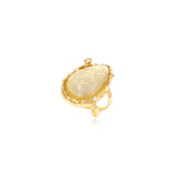 Bague Océane dorée ajustable taille M, motif central transparent à reflets dorés - blanc Blanc