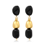 Boucles d'oreilles clip Loulou longues en résine métallisée émaillée - noir Noir or