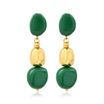 Boucles d'oreilles clip Loulou longues en résine métallisée émaillée - vert Vert or