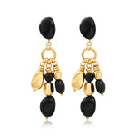 Boucles d'oreilles clip Loulou en résine métallisée noire et dorée, composition multiple - noir Noir or