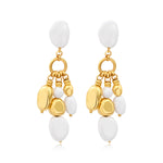 Boucles d'oreilles clip Loulou en résine métallisée blanche et dorée, composition multiple - blanc Or blanc