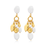 Boucles d'oreilles clip Loulou en résine métallisée blanche et dorée, composition multiple - blanc Or blanc