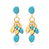 Boucles d'oreilles clip Loulou en résine métallisée turquoise et dorée, composition multiple - turquoise Turquoise or