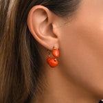 Créoles Loulou orangées, trio de cabochons en résine métallisée - orange Orange or