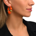 Créoles Loulou grand format orangées et dorées en résine métallisée - orange Orange or