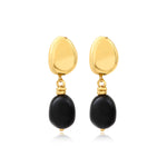 Boucles d'oreilles clip Loulou dorées avec pendentif noir en résine métallisée - noir Noir or