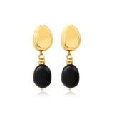 Boucles d'oreilles clip Loulou dorées avec pendentif noir en résine métallisée - noir Noir or