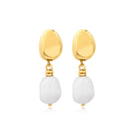 Boucles d'oreilles clip Loulou dorées avec pendentif blanc en résine métallisée - blanc Or blanc