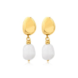 Boucles d'oreilles clip Loulou dorées avec pendentif blanc en résine métallisée - blanc Or blanc