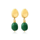 Boucles d'oreilles clip Loulou dorées avec pendentif vert en résine métallisée - vert Vert or