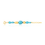 Bracelet Loulou à cabochons turquoise et dorés en résine métallisée émaillée - turquoise Turquoise or
