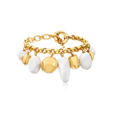 Bracelet Loulou chaîne dorée à éléments irréguliers en résine métallisée blanche et dorée - blanc Or blanc