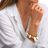 Bracelet Loulou chaîne dorée à éléments irréguliers en résine métallisée blanche et dorée - blanc Or blanc